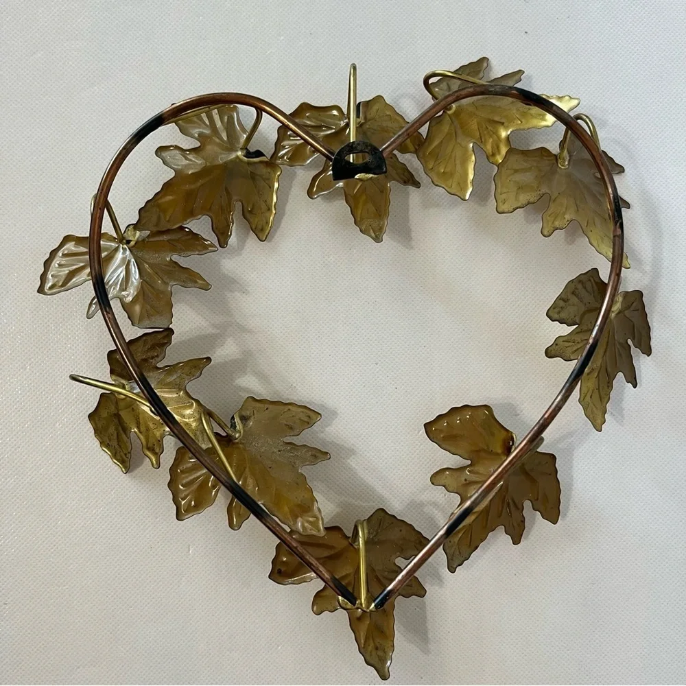 Vintage Brass Leaves Heart Wall Art Wreath